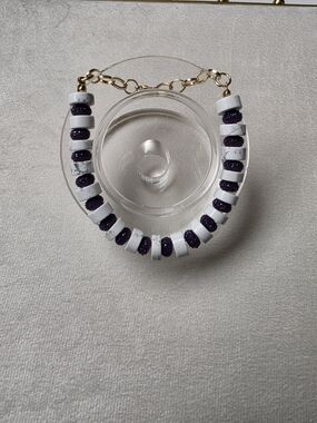 Howlite and Acrylic Purple Beaded Bracelet with Gold Chain Accent